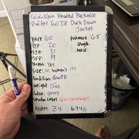 Calvin Klein Hooded Packable Puffer Full Zip Duck Down Jacket Coat US Womens M - Picture 9 of 9